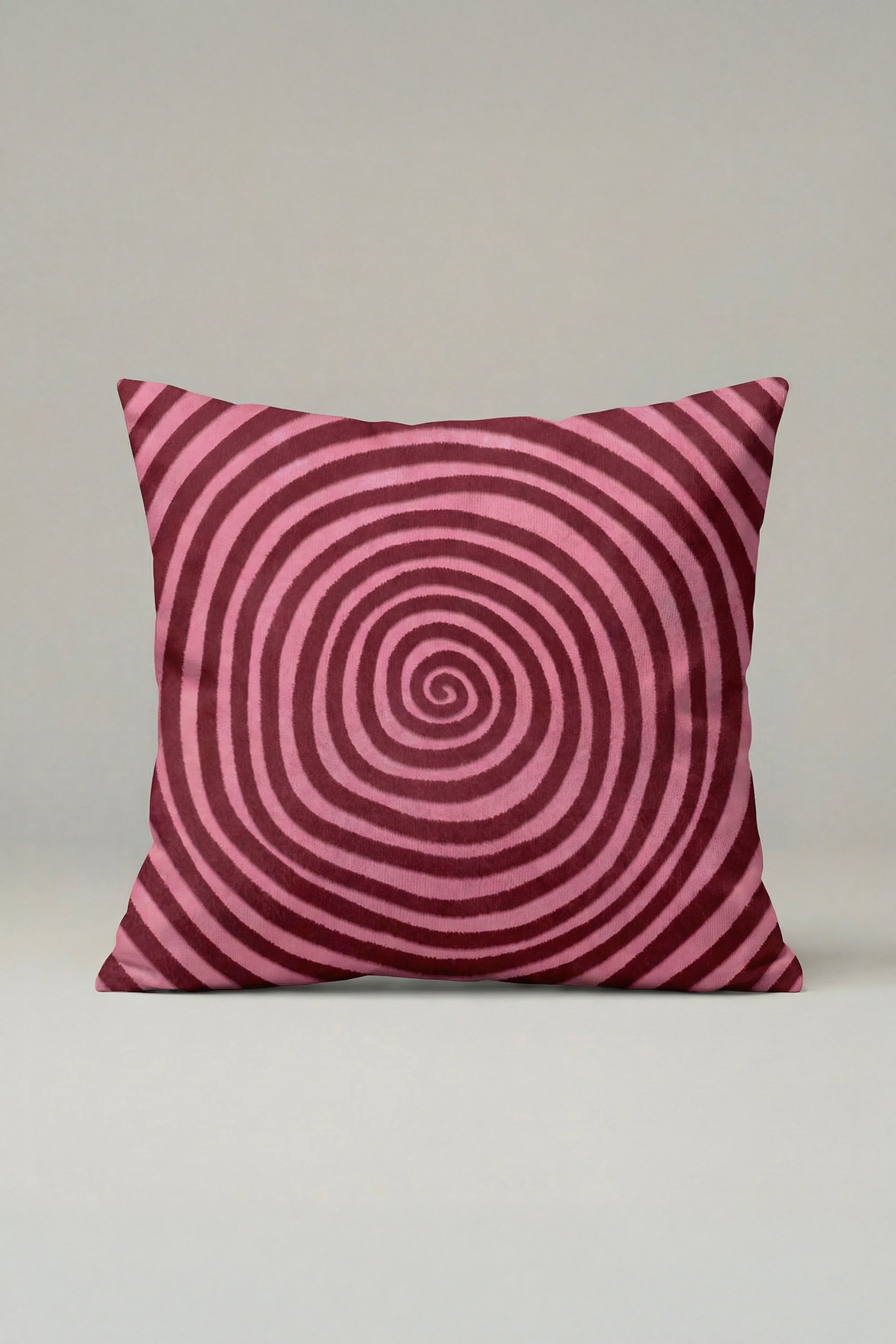 Spiral Desenli Kırlent Kılıfı 033 – Pembe Bordo Geometrik Modern Dekoratif Yastık Kılıfı 45x45 cm