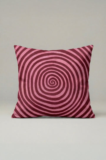 Spiral Desenli Kırlent Kılıfı 033 – Pembe Bordo Geometrik Modern Dekoratif Yastık Kılıfı 45x45 cm