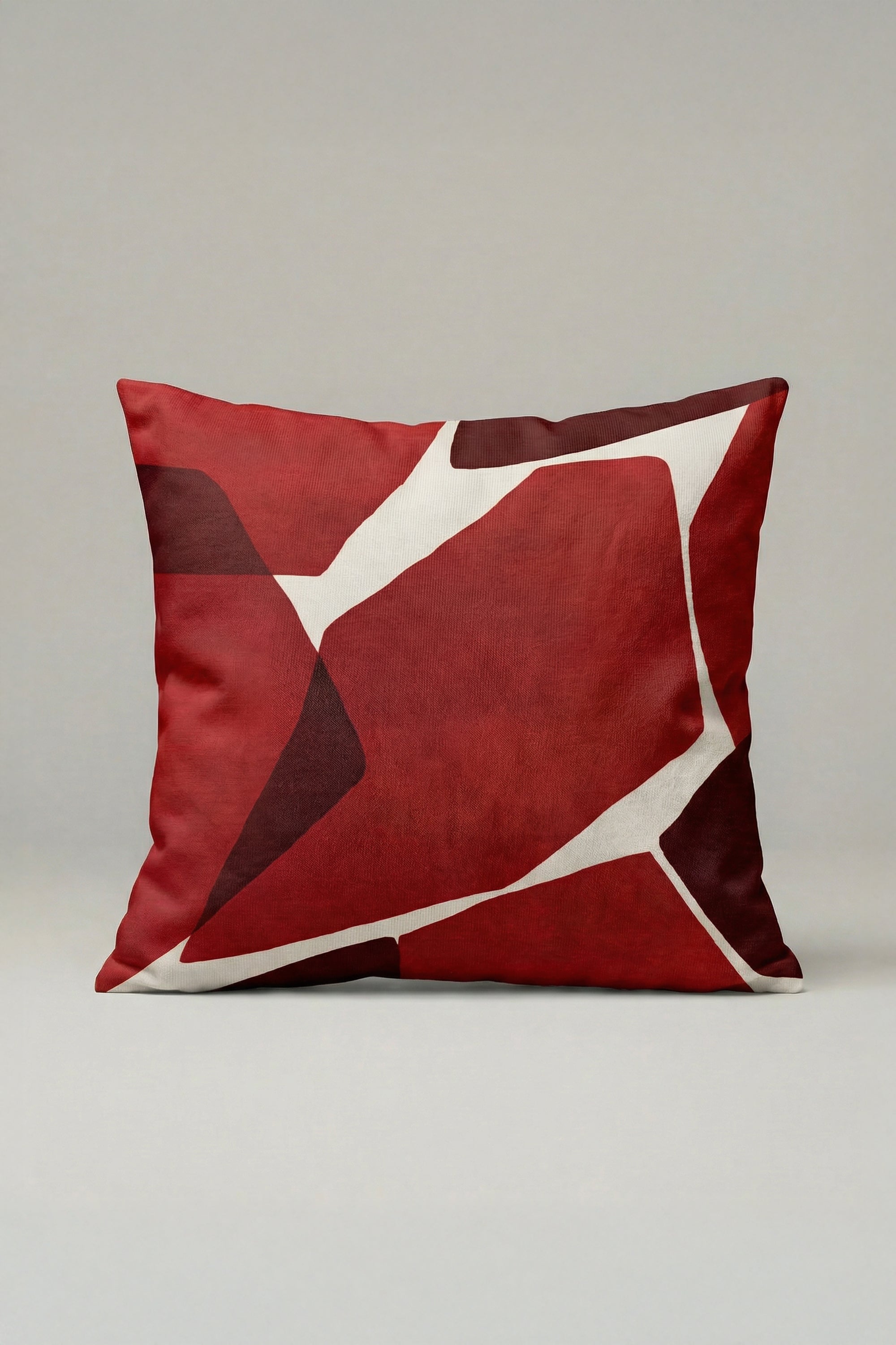 Modern Kırmızı Geometrik Desenli Kırlent Kılıfı 044 – Soyut Çizgili Dekoratif Yastık Kılıfı 45x45 cm