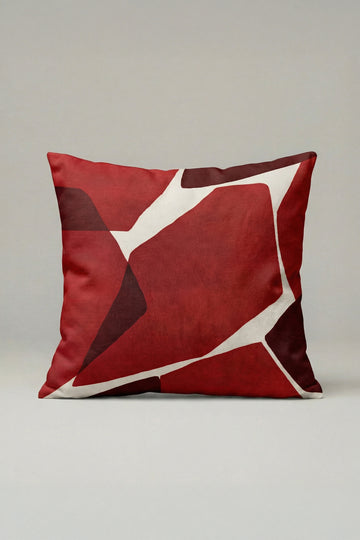Modern Kırmızı Geometrik Desenli Kırlent Kılıfı 044 – Soyut Çizgili Dekoratif Yastık Kılıfı 45x45 cm