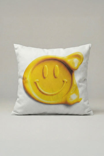 Sarı Smiley Desenli Modern Kırlent Kılıfı 055 – Eğlenceli Dekoratif Yastık Kılıfı 45x45 cm