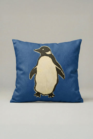 Penguen Desenli Kırlent Kılıfı 061 – Lacivert Yastık Kılıfı 45x45 cm