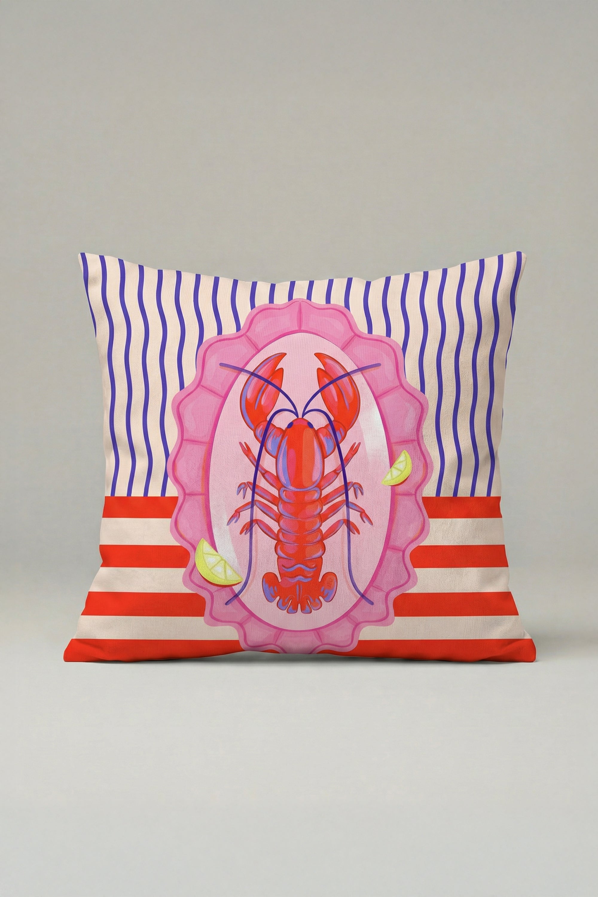 Istakoz Desenli Kırlent Kılıfı 072 – Modern 45x45 cm Yastık Kılıfı