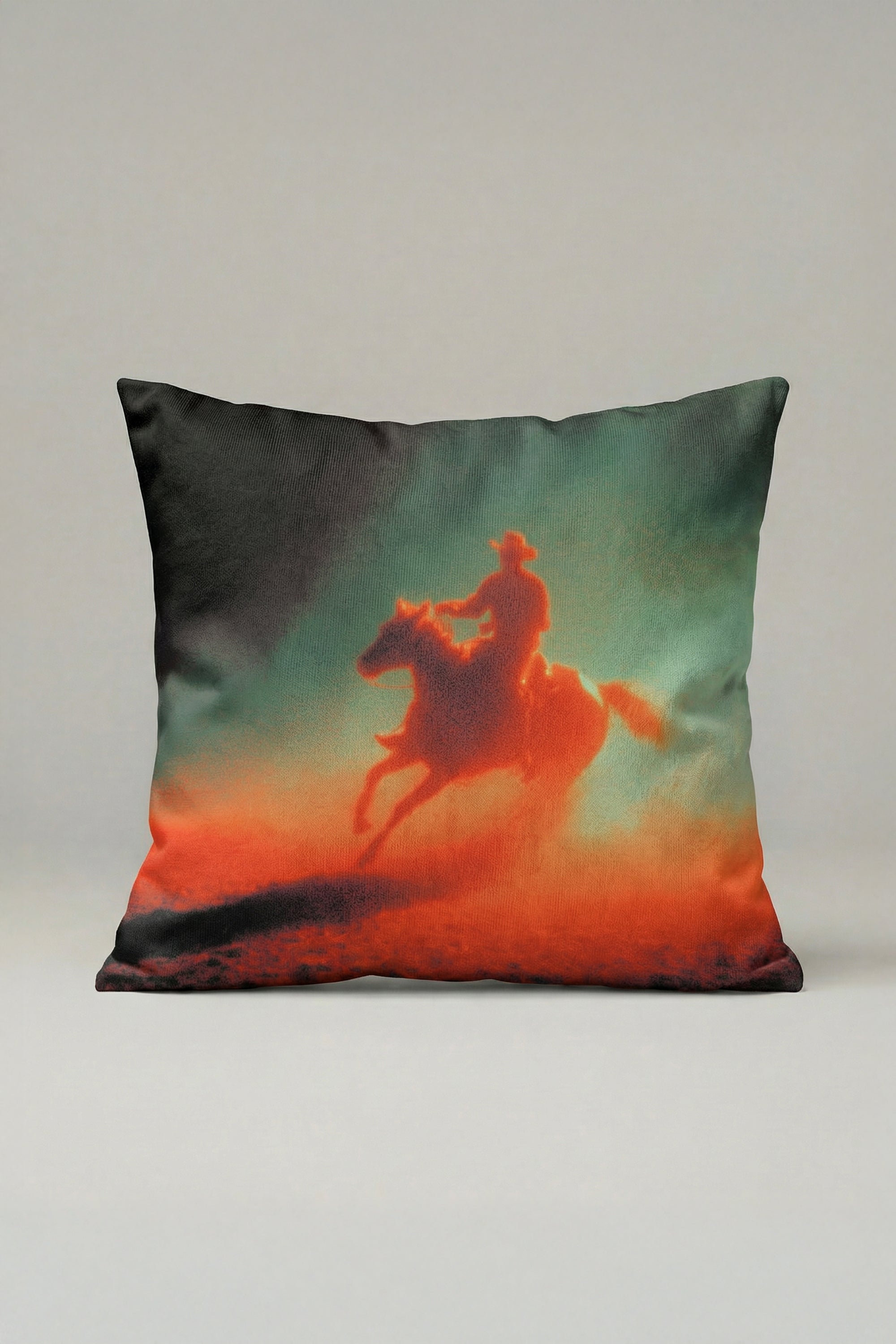 Neon Kovboy Silüet Dekoratif Kırlent Kılıfı 076 – Modern Retro Western Tasarım 45x45 cm