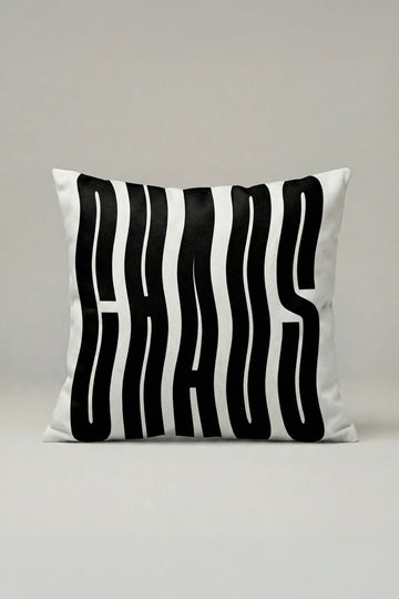 Chaos Tipografi Kırlent Kılıfı 082 – Modern 45x45 cm Dekoratif Yastık Kılıfı