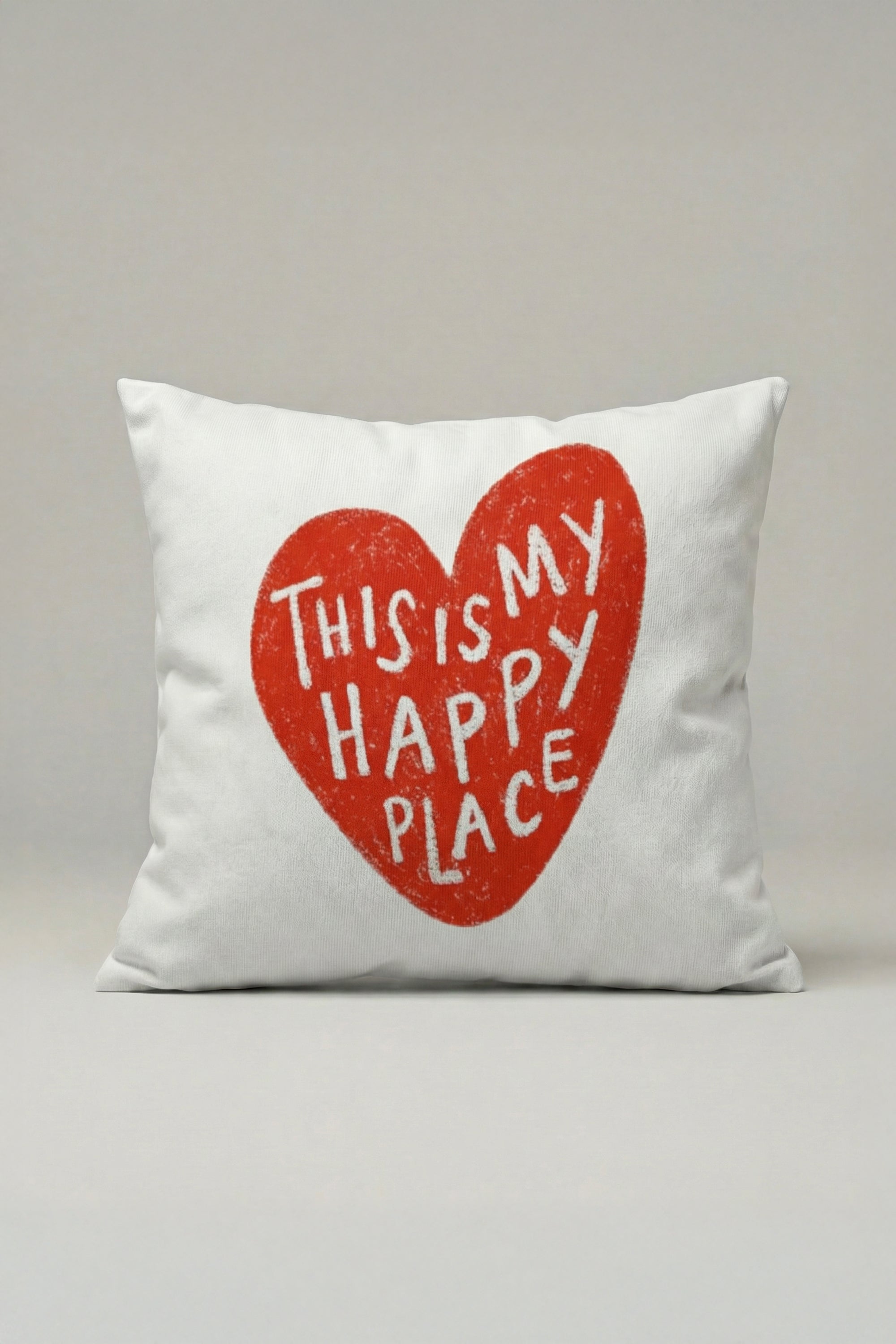 This Is My Happy Place Kırlent Kılıfı 085 – Kalpli Yazılı Dekoratif Yastık Kılıfı 45x45 cm