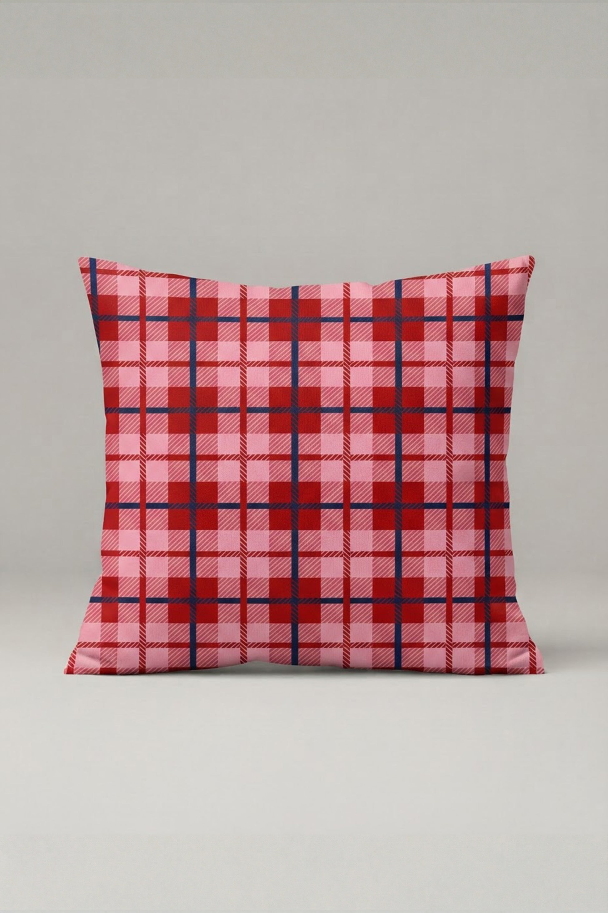 Kırmızı Pembe Ekose Desenli Kırlent Kılıfı 109 – Ruby Tartan Tasarım 45x45 cm ürün görseli 1