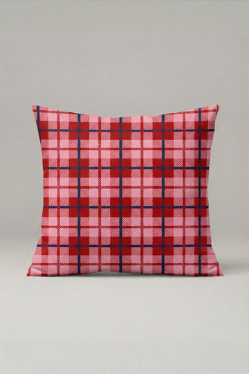 Kırmızı Pembe Ekose Desenli Kırlent Kılıfı 109 – Ruby Tartan Tasarım 45x45 cm ürün görseli 1