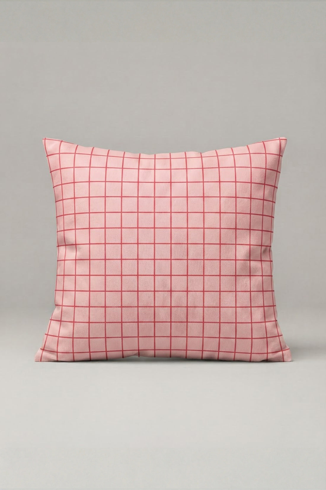 Pudra Pembe İnce Kareli Kırlent Kılıfı 113 – Blush Grid Tasarım 45x45 cm ürün görseli 1