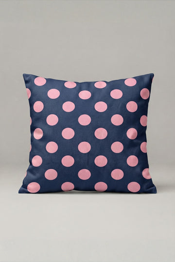 Lacivert Pembe Puantiyeli Kırlent Kılıfı 117 – Navy Candy Dots Tasarım 45x45 cm ürün görseli 1