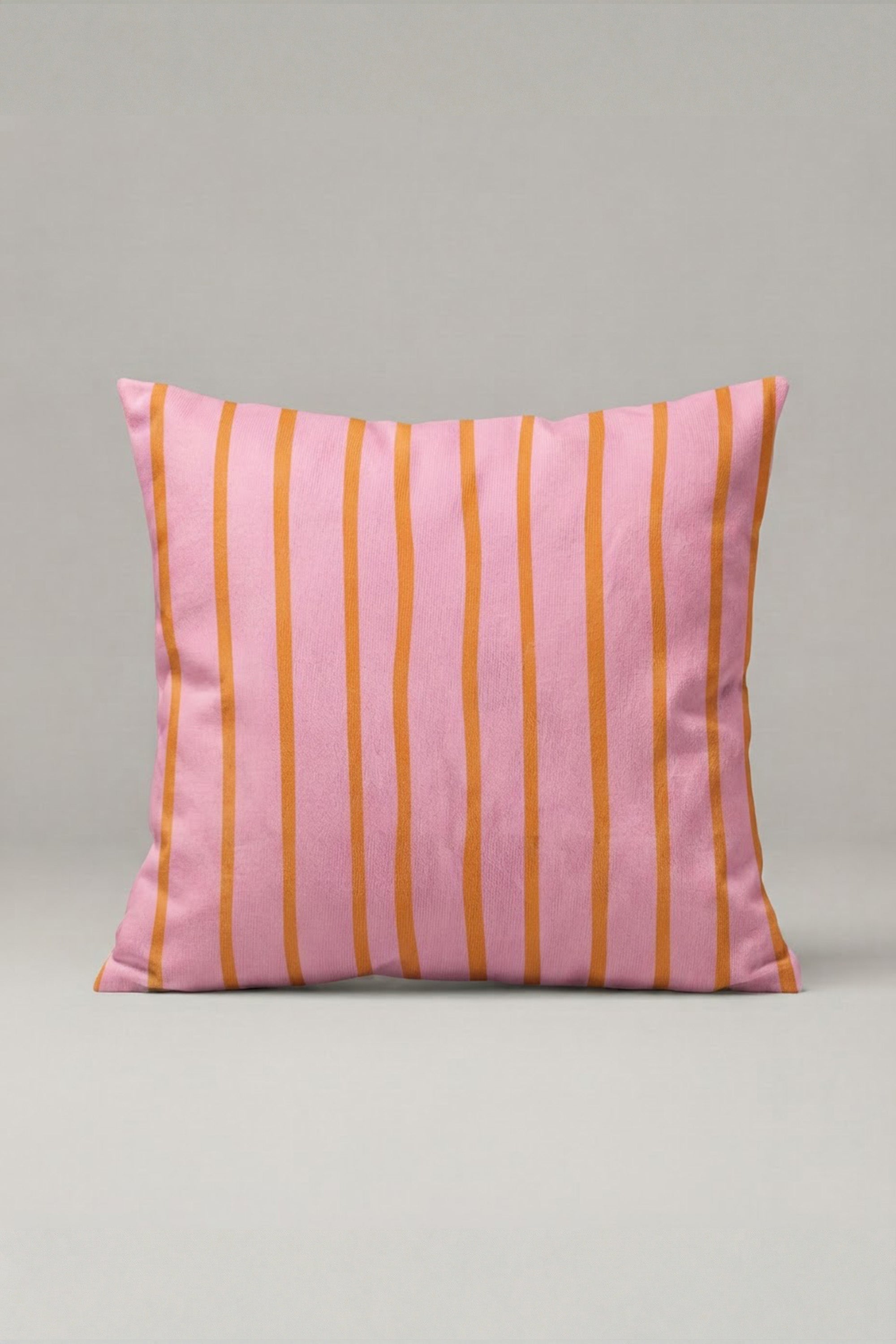 Pembe Turuncu Dikey Çizgili Kırlent Kılıfı 120 – Sunset Stripe Tasarım 45x45 cm ürün görseli 1