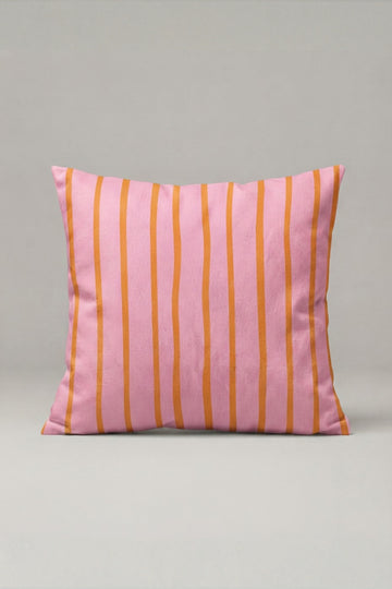 Pembe Turuncu Dikey Çizgili Kırlent Kılıfı 120 – Sunset Stripe Tasarım 45x45 cm ürün görseli 1