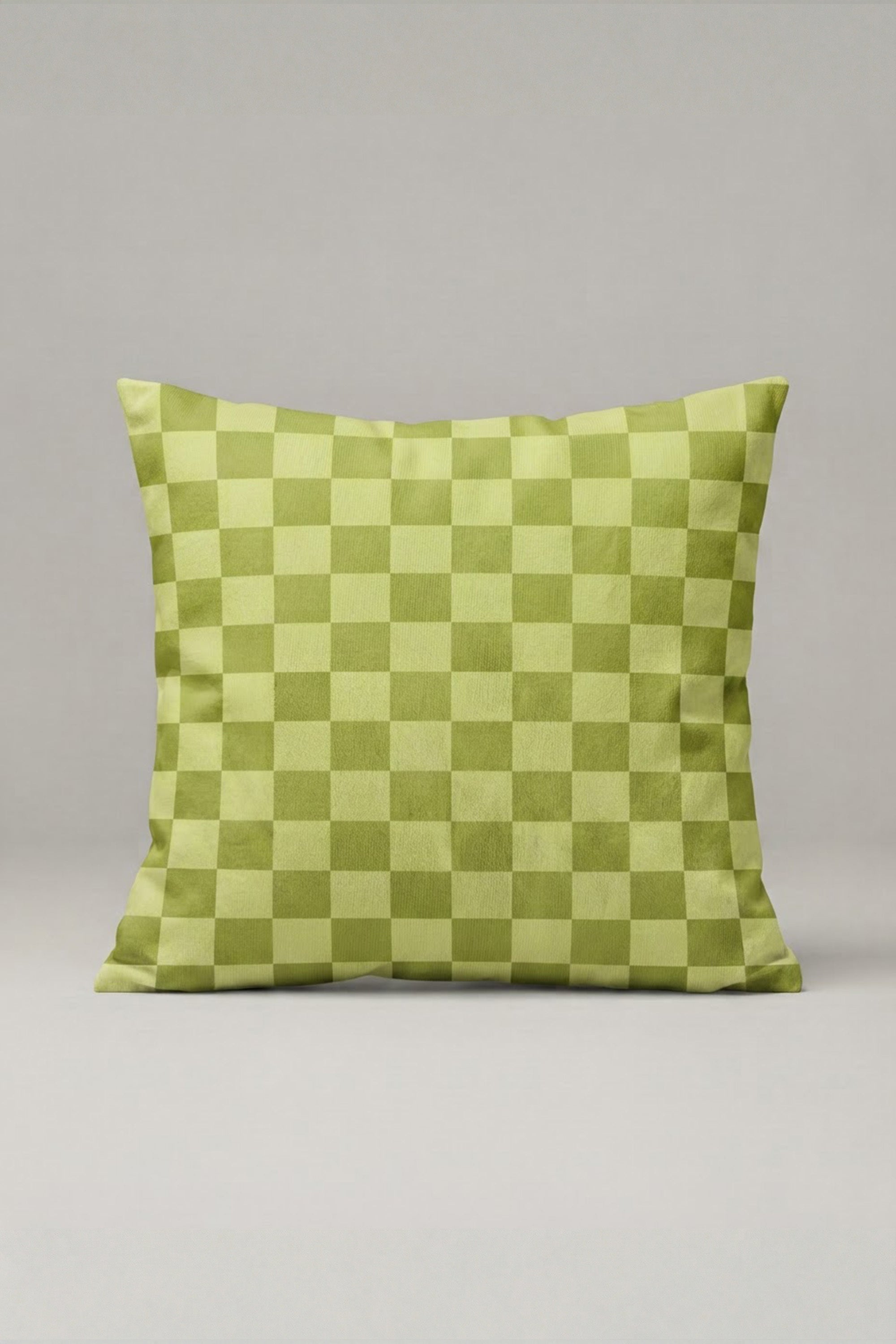 Yeşil Krem Dama Desenli Kırlent Kılıfı 126 – Pistachio Checker Tasarım 45x45 cm ürün görseli 1