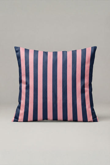 Lacivert Pembe Dikey Çizgili Kırlent Kılıfı 136 – Preppy Navy Stripe Tasarım 45x45 cm ürün görseli 1