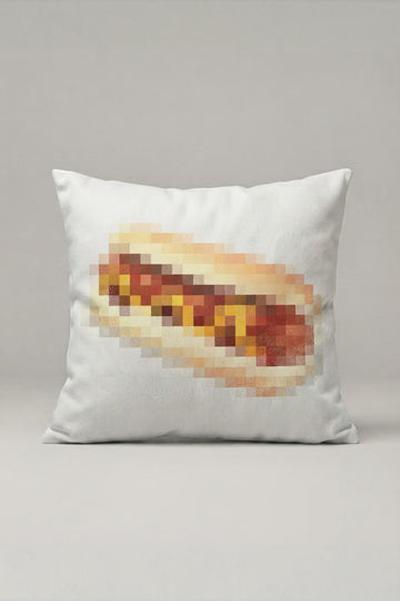 Piksel Hot Dog Desenli Kırlent Kılıfı 146 – Pixel Hot Dog Tasarım 45x45 cm ürün görseli 1