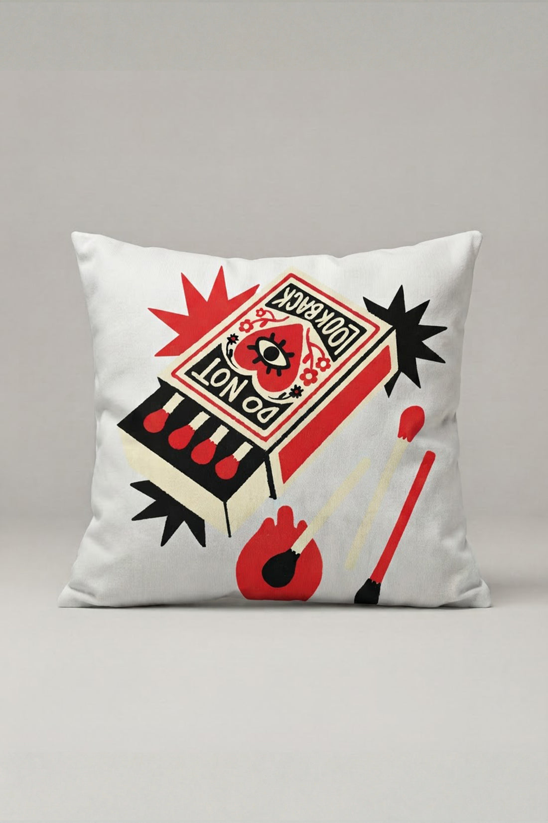 Kırmızı Siyah Kibrit Kutusu Desenli Kırlent Kılıfı 147 – Love Match Tasarım 45x45 cm ürün görseli 1