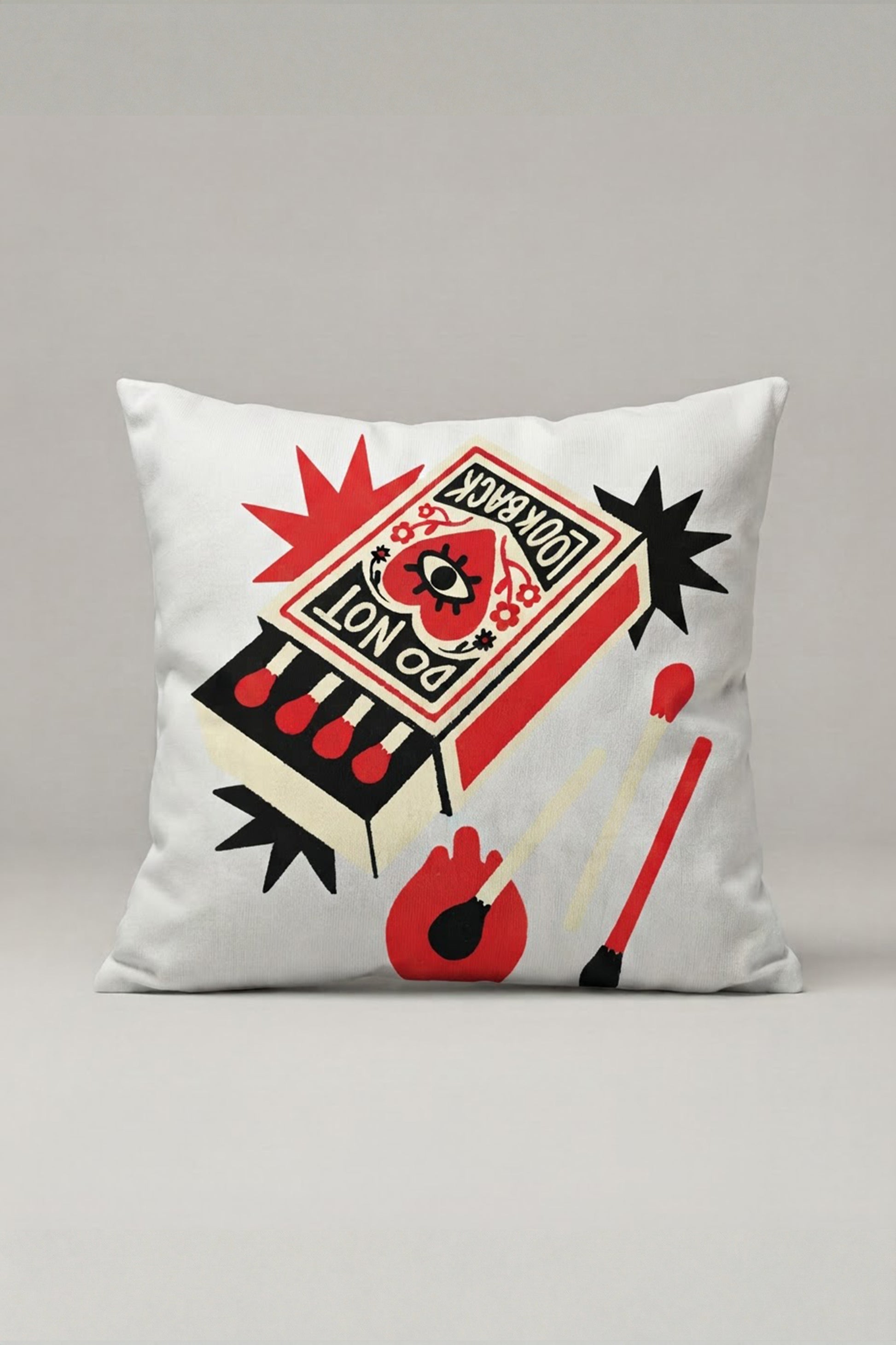 Kırmızı Siyah Kibrit Kutusu Desenli Kırlent Kılıfı 147 – Love Match Tasarım 45x45 cm ürün görseli 1