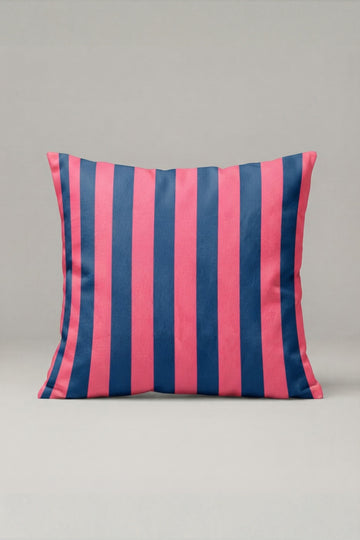 Lacivert Fuşya Dikey Çizgili Kırlent Kılıfı 148 – Electric Stripe Tasarım 45x45 cm ürün görseli 1