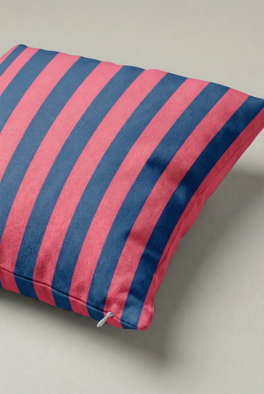 Lacivert Fuşya Dikey Çizgili Kırlent Kılıfı 148 – Electric Stripe Tasarım 45x45 cm ürün görseli 2