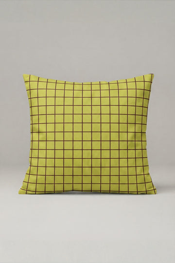Sarı Siyah İnce Kareli Kırlent Kılıfı 149 – Lemon Grid Tasarım 45x45 cm ürün görseli 1