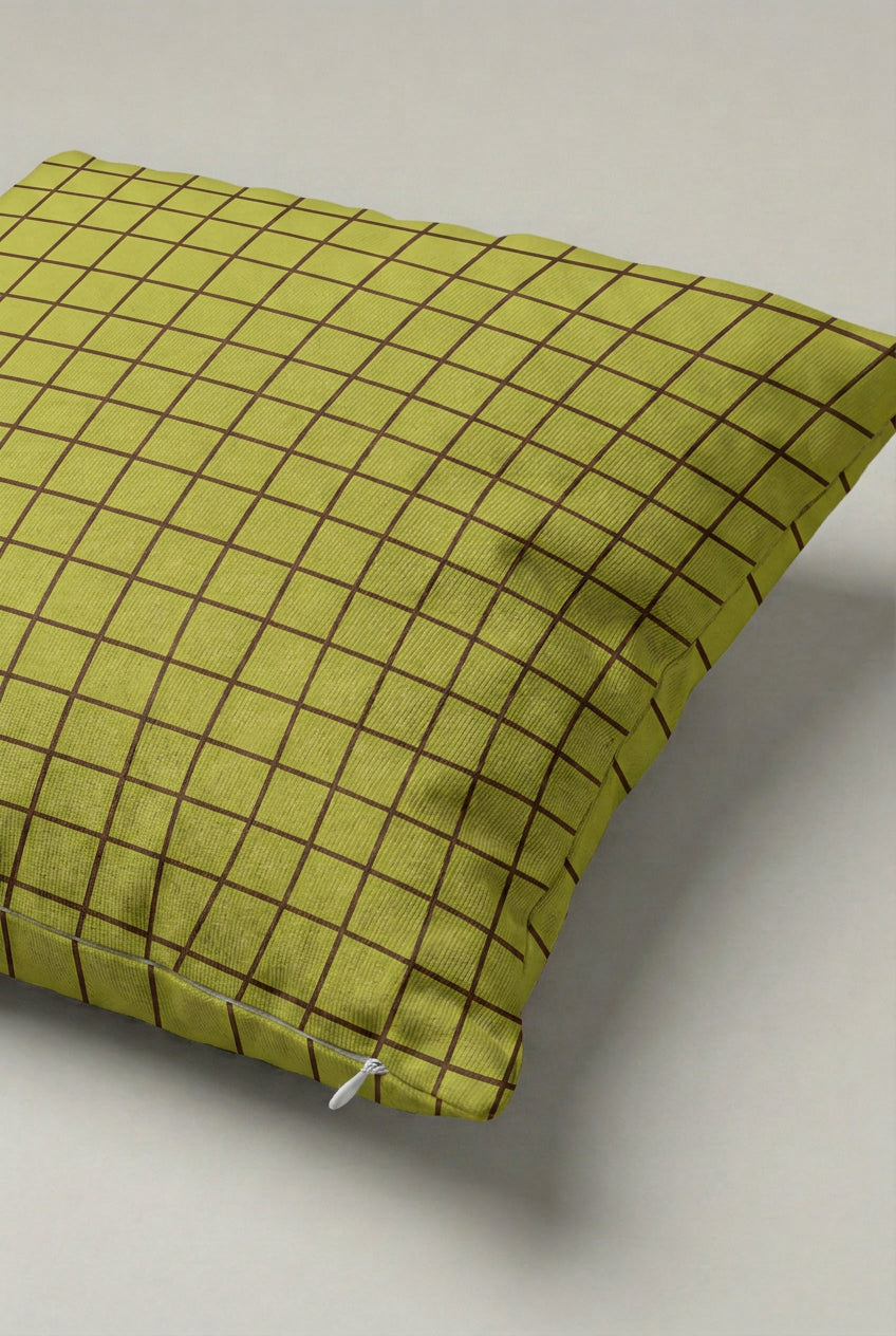 Sarı Siyah İnce Kareli Kırlent Kılıfı 149 – Lemon Grid Tasarım 45x45 cm ürün görseli 2