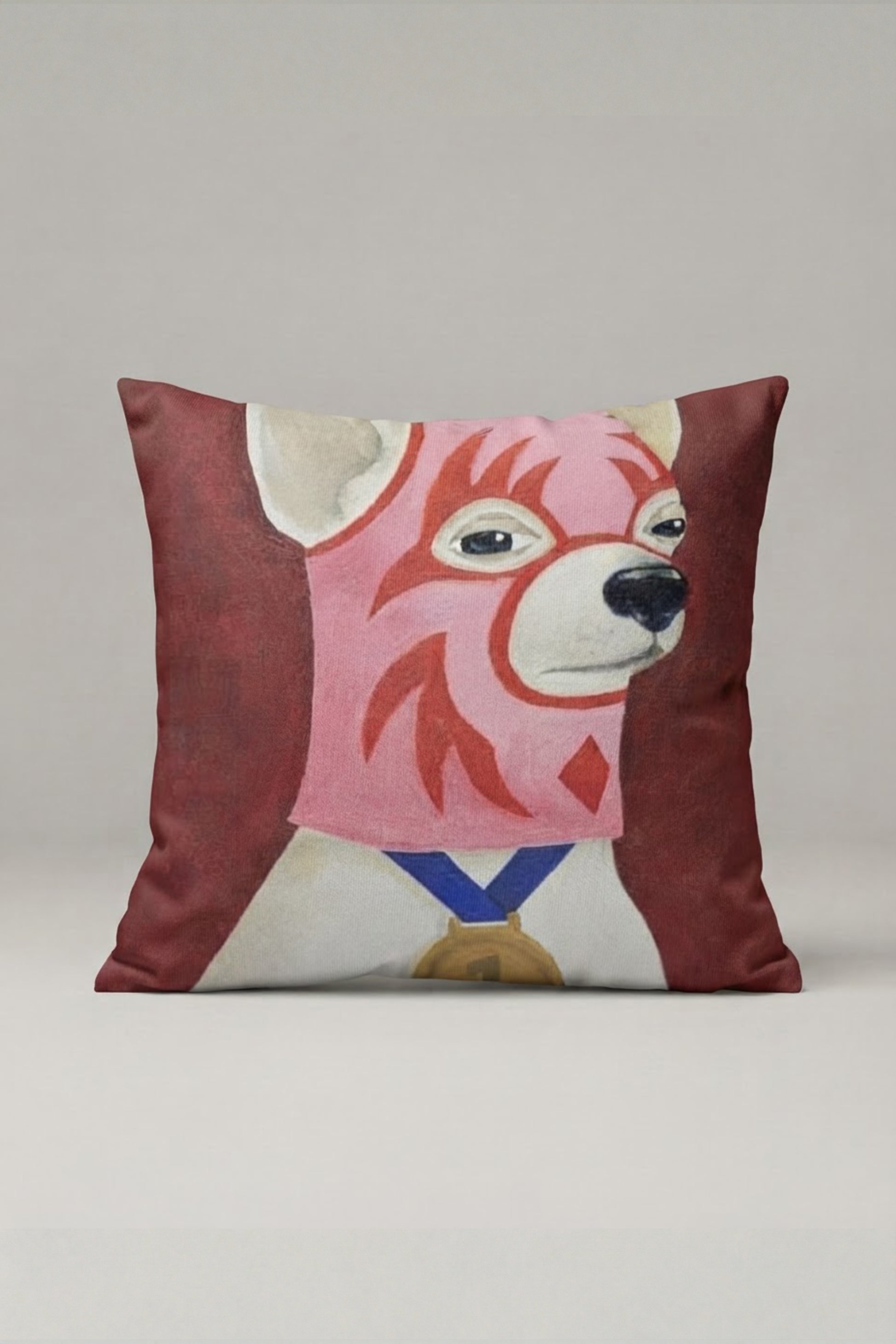 Kahverengi Pembe Karikatür Köpek Desenli Kırlent Kılıfı 154 – Rosy Cartoon Dog Tasarım 45x45 cm ürün görseli 1