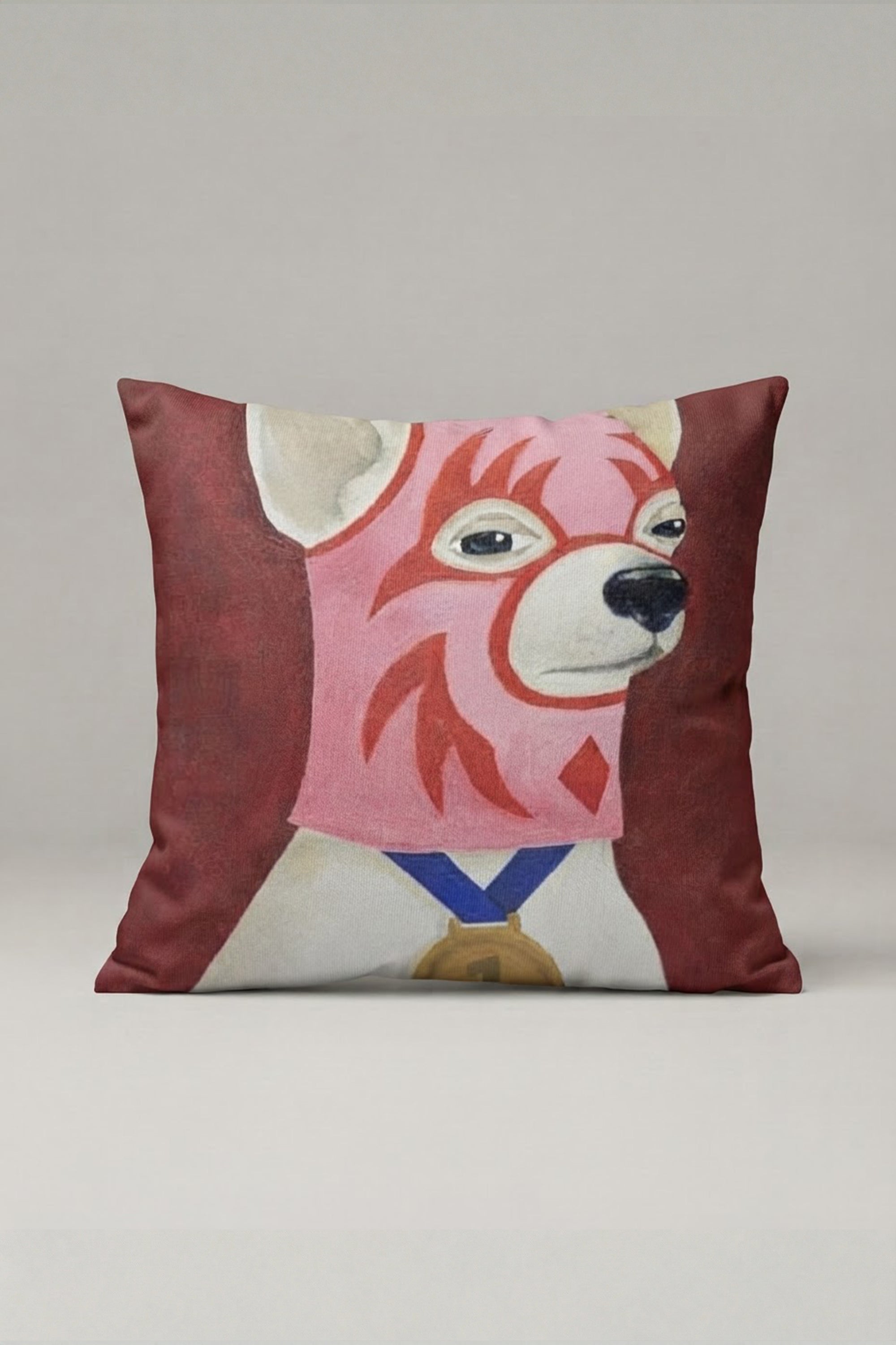 Kahverengi Pembe Karikatür Köpek Desenli Kırlent Kılıfı 154 – Rosy Cartoon Dog Tasarım 45x45 cm ürün görseli 1