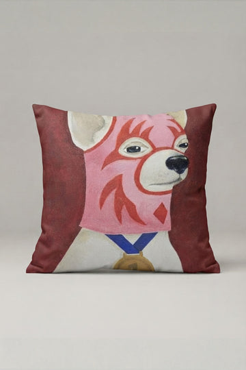 Kahverengi Pembe Karikatür Köpek Desenli Kırlent Kılıfı 154 – Rosy Cartoon Dog Tasarım 45x45 cm ürün görseli 1