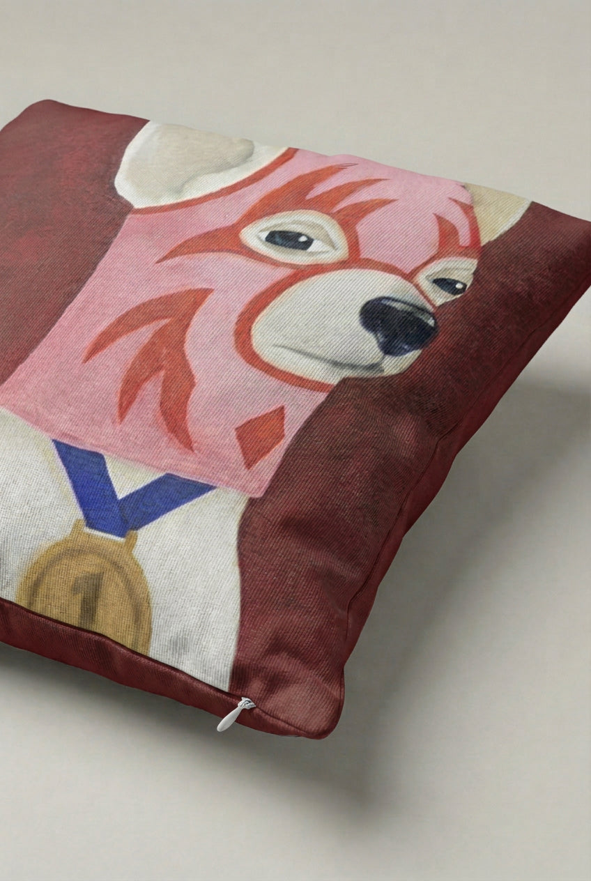 Kahverengi Pembe Karikatür Köpek Desenli Kırlent Kılıfı 154 – Rosy Cartoon Dog Tasarım 45x45 cm ürün görseli 2