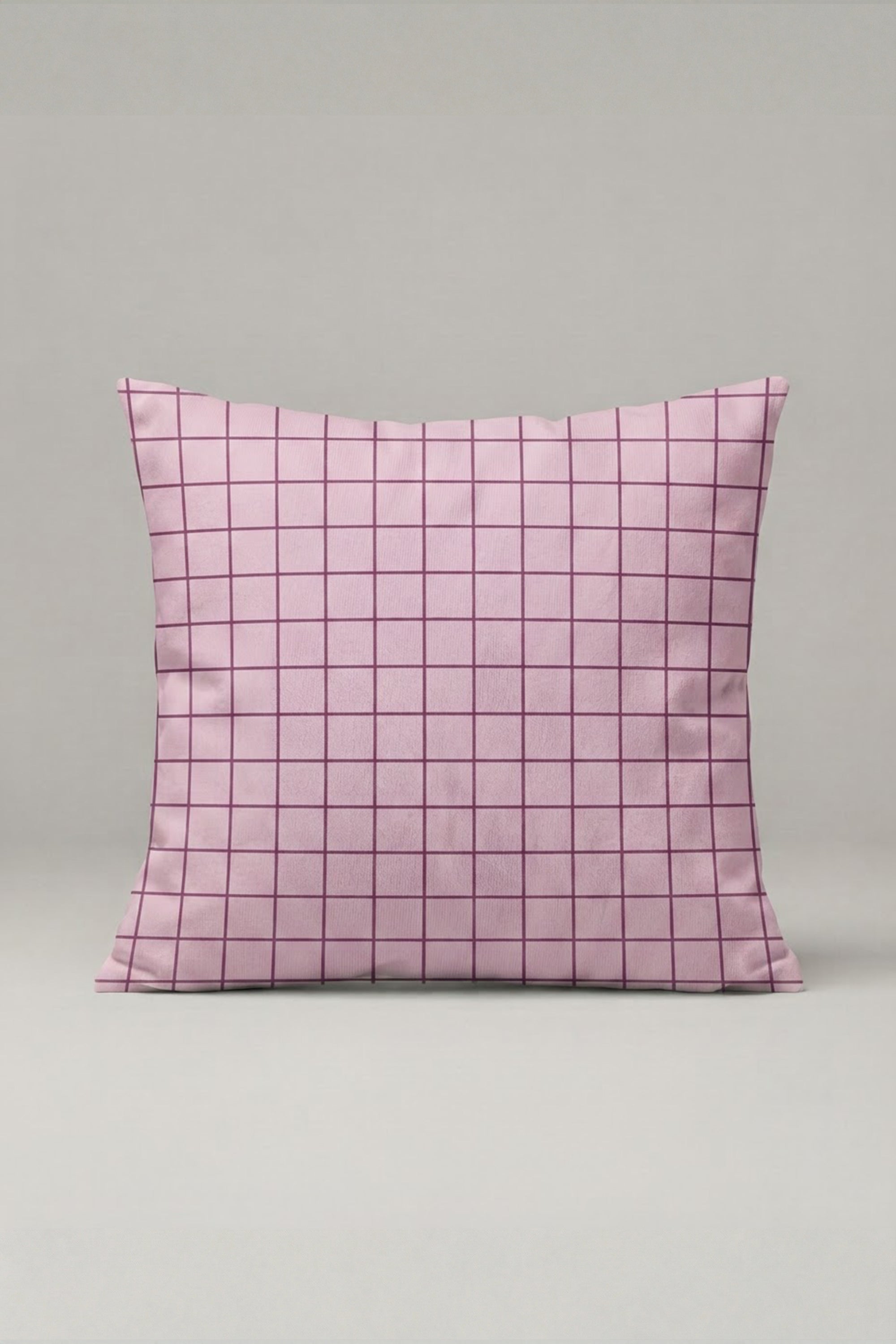 Lila İnce Kareli Kırlent Kılıfı 162 – Lilac Grid Tasarım 45x45 cm ürün görseli 1