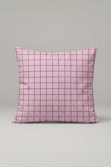 Lila İnce Kareli Kırlent Kılıfı 162 – Lilac Grid Tasarım 45x45 cm ürün görseli 1