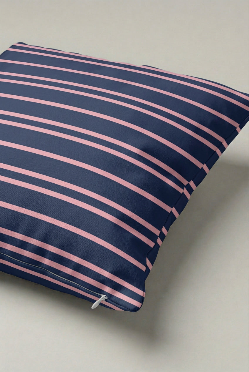 Lacivert Pembe İnce Çizgili Kırlent Kılıfı 169 – Classic Pink Navy Tasarım 45x45 cm ürün görseli 2