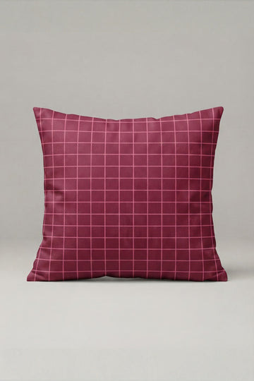 Bordo İnce Kareli Kırlent Kılıfı 173 – Burgundy Grid Tasarım 45x45 cm ürün görseli 1