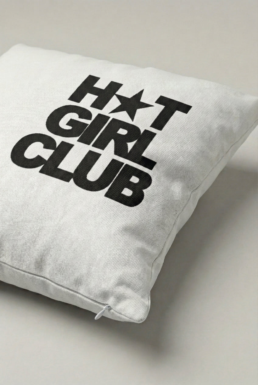 Hot Girl Club Yazılı Siyah Beyaz Kırlent Kılıfı 174 – Hot Girl Club Tasarım 45x45 cm ürün görseli 2