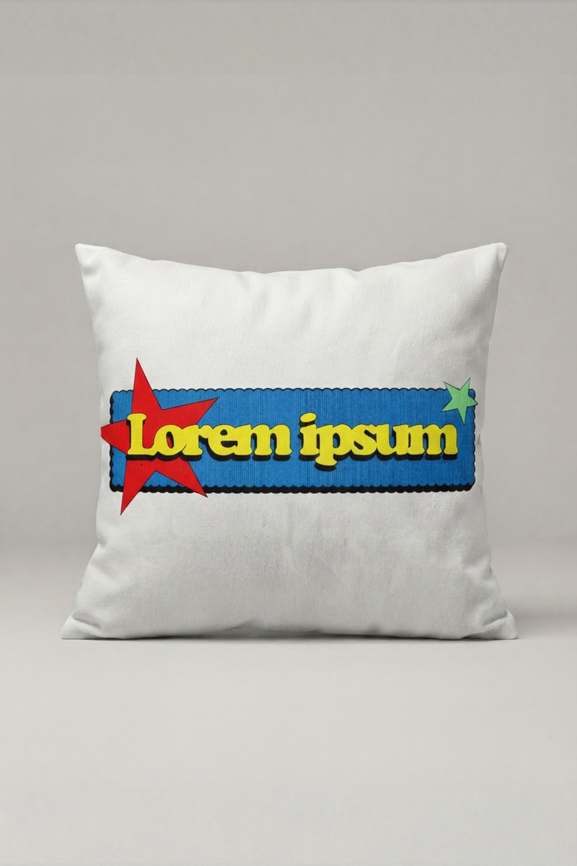 Renkli Pop Art Lorem Ipsum Yazılı Kırlent Kılıfı 180 – Pop Art Caption Tasarım 45x45 cm ürün görseli 1