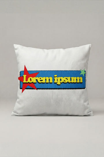Renkli Pop Art Lorem Ipsum Yazılı Kırlent Kılıfı 180 – Pop Art Caption Tasarım 45x45 cm ürün görseli 1