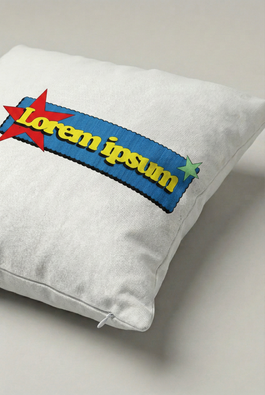 Renkli Pop Art Lorem Ipsum Yazılı Kırlent Kılıfı 180 – Pop Art Caption Tasarım 45x45 cm ürün görseli 2
