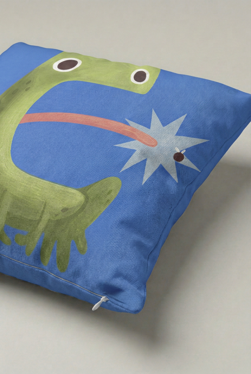 Mavi Zemin Sevimli Yeşil Dinozor Desenli Kırlent Kılıfı 181 – Laser Dino Tasarım 45x45 cm ürün görseli 2