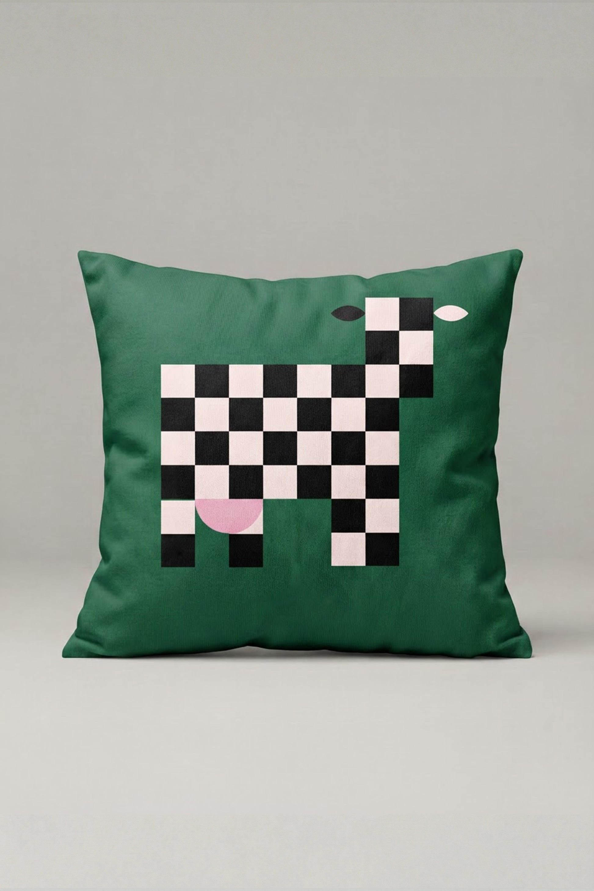 Yeşil Zemin Piksel Köpek Desenli Kırlent Kılıfı 184 – Pixel Puppy Tasarım 45x45 cm ürün görseli 1