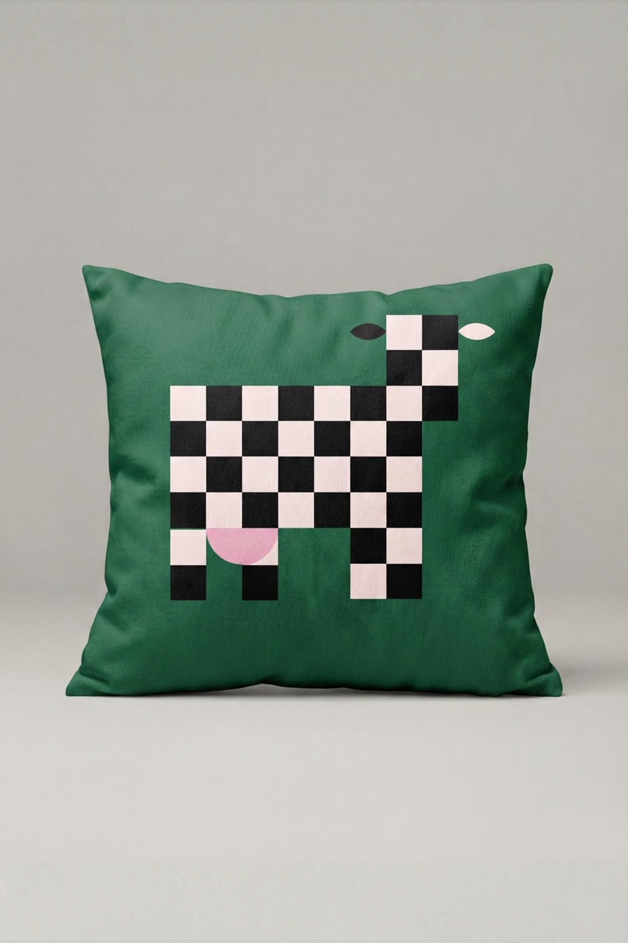 Yeşil Zemin Piksel Köpek Desenli Kırlent Kılıfı 184 – Pixel Puppy Tasarım 45x45 cm ürün görseli 1