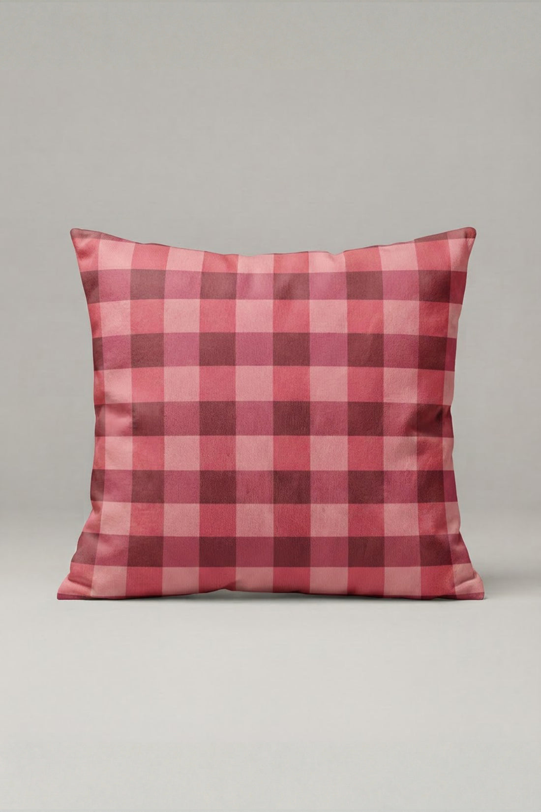 Pembe Gül Kurusu Ekose Desenli Kırlent Kılıfı 194 – Blush Gingham Tasarım 45x45 cm ürün görseli 1