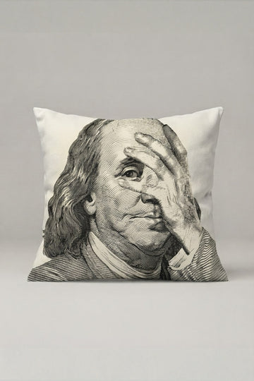 Benjamin Franklin Portreli Kırlent Kılıfı 198 – Thinking Franklin Tasarım 45x45 cm ürün görseli 1