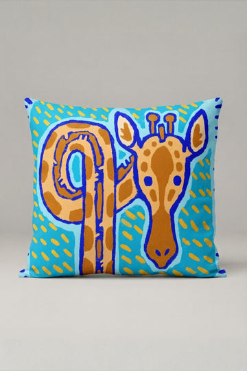 Renkli Sevimli Zürafa Desenli Kırlent Kılıfı 205 – Happy Giraffe Tasarım 45x45 cm ürün görseli 1