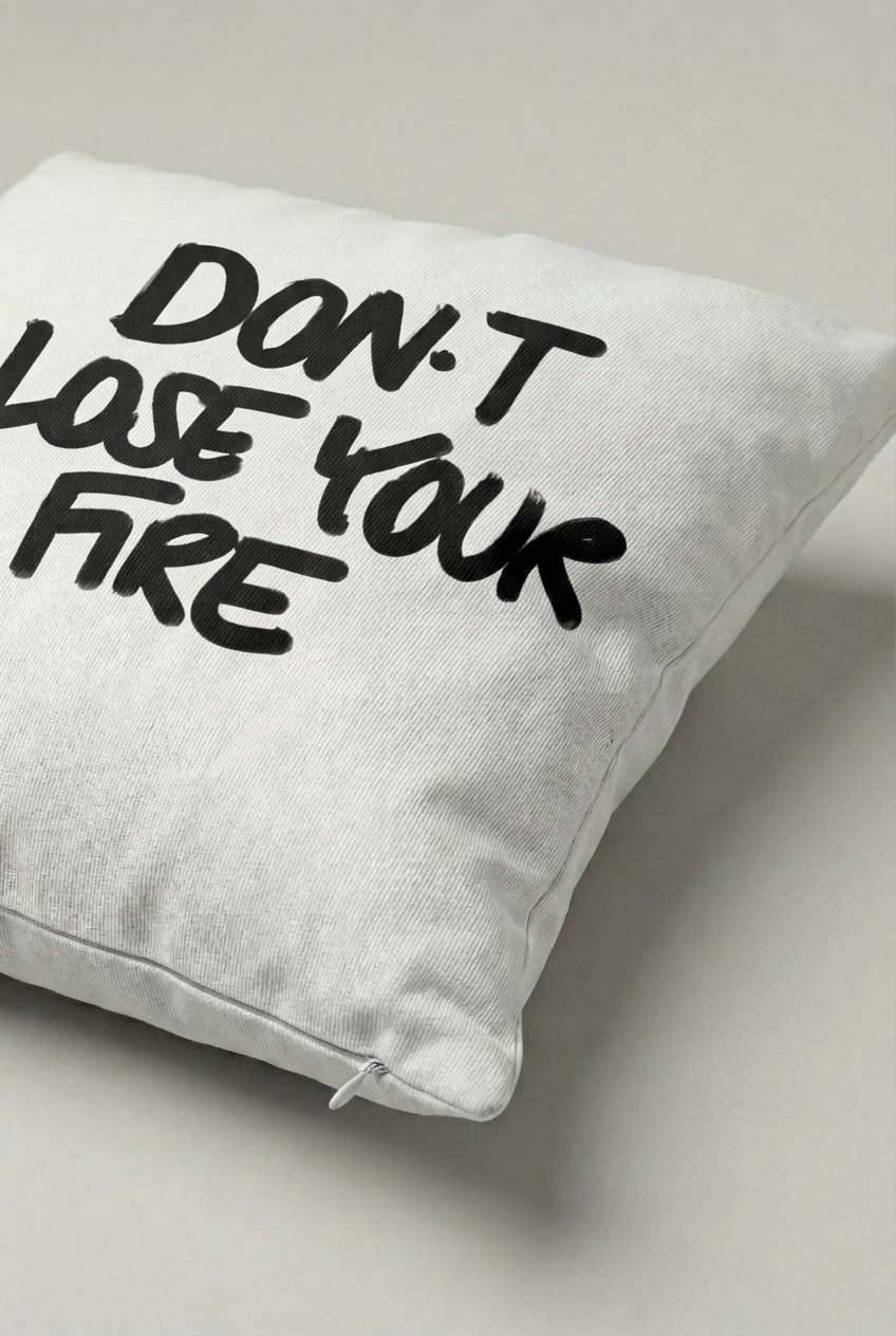 Don't Lose Your Fire Yazılı Kırlent Kılıfı 209 – Keep Your Fire Tasarım 45x45 cm ürün görseli 2