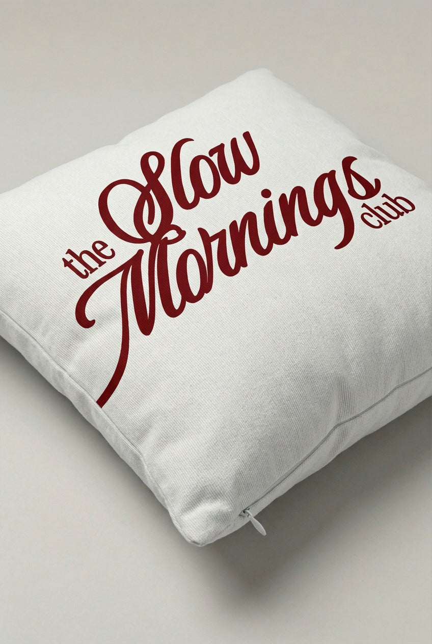 The Slow Mornings Club Yazılı Kırlent Kılıfı 210 – Slow Morning Club Tasarım 45x45 cm ürün görseli 2