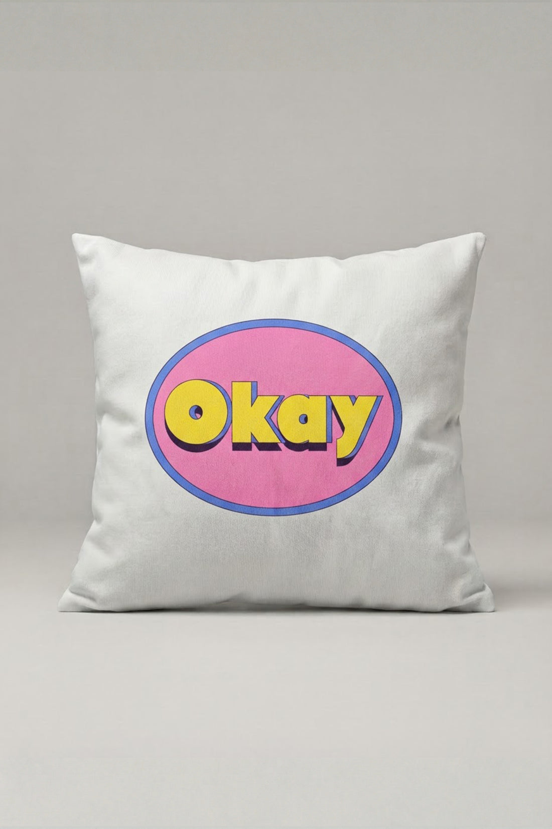 Renkli Retro Okay Yazılı Kırlent Kılıfı 216 – Retro Okay Tasarım 45x45 cm ürün görseli 1