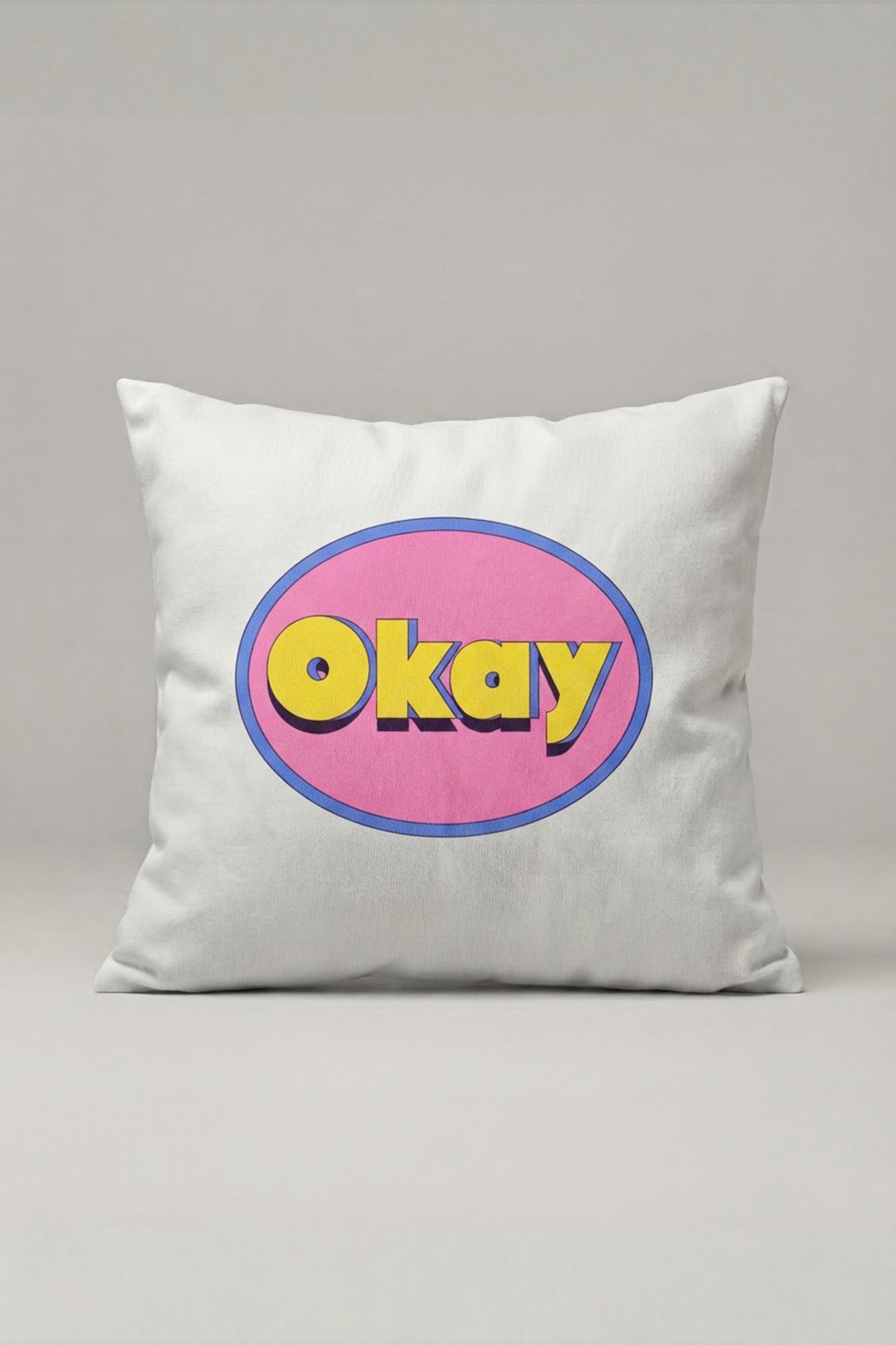 Renkli Retro Okay Yazılı Kırlent Kılıfı 216 – Retro Okay Tasarım 45x45 cm ürün görseli 1