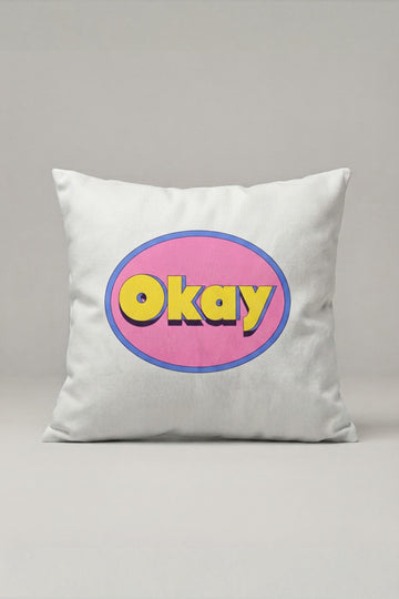 Renkli Retro Okay Yazılı Kırlent Kılıfı 216 – Retro Okay Tasarım 45x45 cm ürün görseli 1