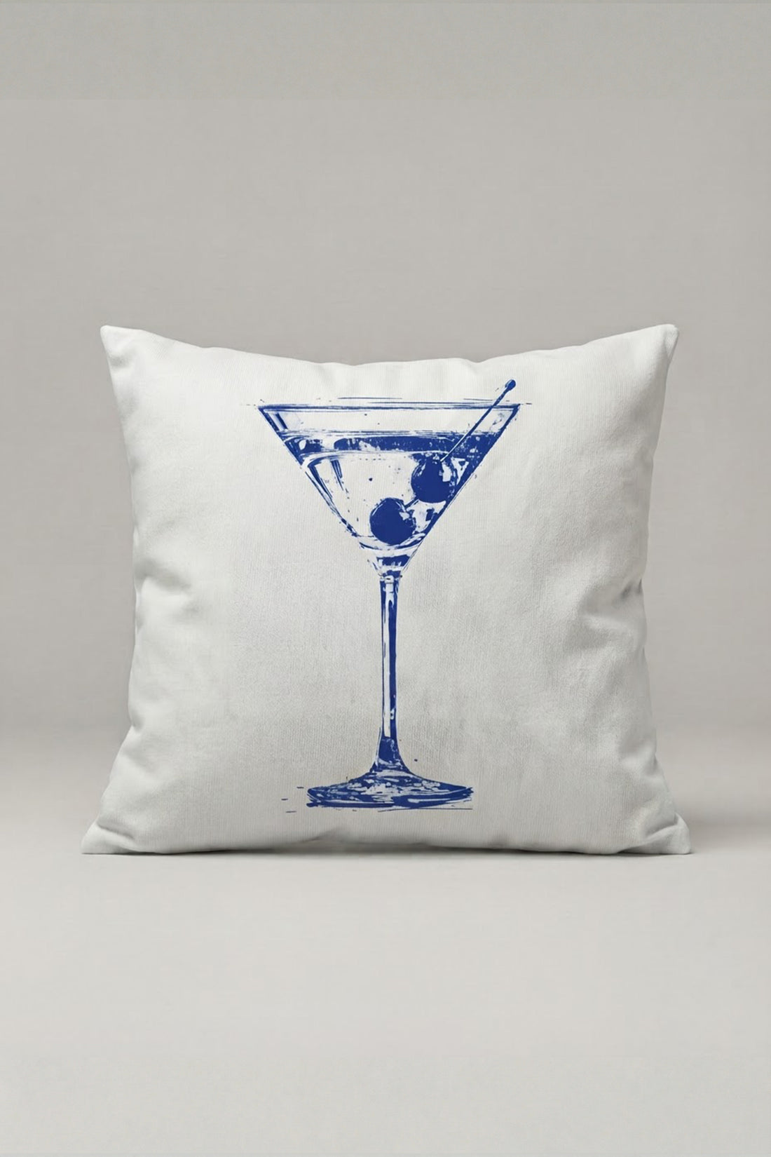 Mavi Martini Kadehi Desenli Kırlent Kılıfı 221 – Blue Martini Tasarım 45x45 cm ürün görseli 1