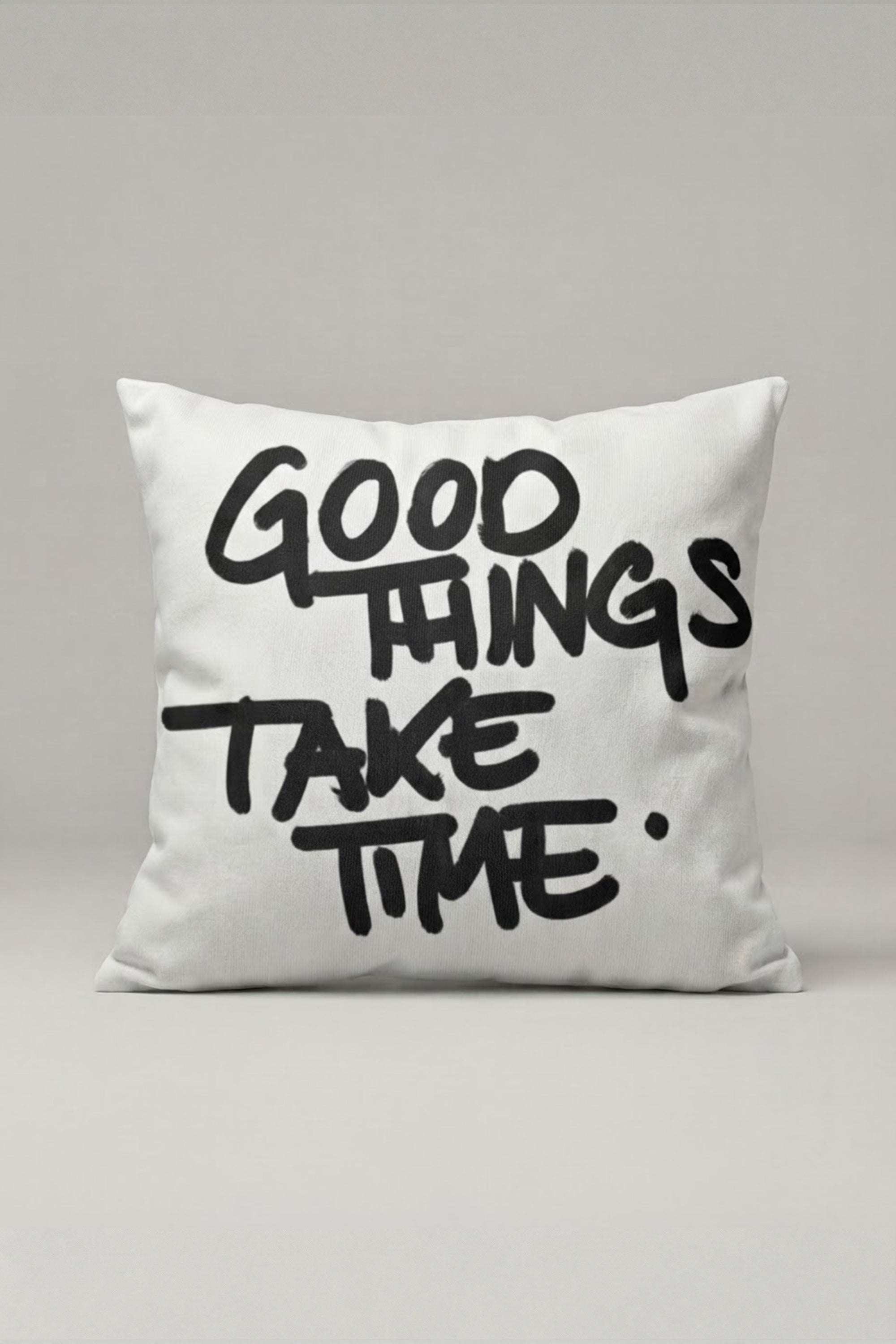 Good Things Take Time Yazılı Kırlent Kılıfı 223 – Good Things Tasarım 45x45 cm ürün görseli 1